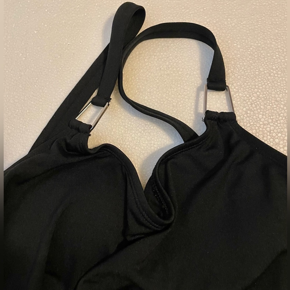 Swimsuit top, one piece, straps with beautiful silver accent, built in bra